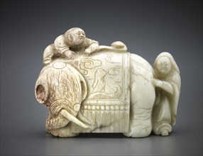 Elephant and attendants, Ming dynasty, 17th century. Creator: Unknown.