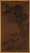 Two figures on a hillside under trees, Ming or Qing dynasty, 17th century. Creator: Unknown.