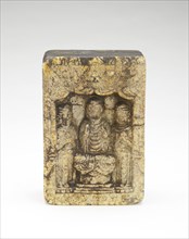 Seated Buddha with bodhisattvas (obverse); Seated Buddha..., (reverse), Period of Division, 548 CE. Creator: Unknown.