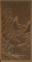 Mountains, a river, and pines - a man on a donkey, Qing dynasty, 17th century. Creator: Unknown.
