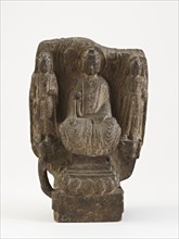 Seated Buddha with bodhisattvas (fragment), Sui dynasty, 581-618. Creator: Unknown.
