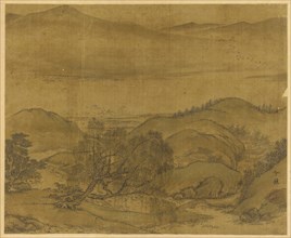River landscape: a willow and other trees, rolling hills..., Yuan or Ming dynasty, 1279-1644. Creator: Unknown.