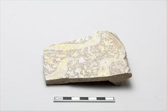 Fragment decorated with a vegetal motif and birds, Saljuq period, early 13th century. Creator: Unknown.