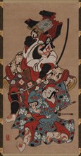 The armor-pulling scene from a Soga play, Edo period, 1615-1868. Creator: Unknown.