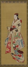 Tall girl; dress patterned with ho-o bird and kiri flowers, Edo period, 1615-1868. Creator: Unknown.