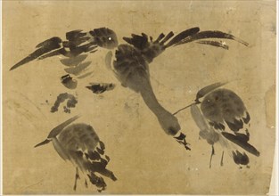 Two herons and a goose, Edo period, 1573-1615. Creator: Unknown.