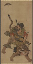 Zhong Kui (Shoki) on a tiger, Edo period, 18th century. Creator: Unknown.