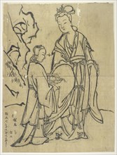 Courtesan and attendant, Edo period, 1573-1615. Creator: Unknown.