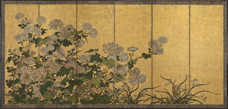 Flowers: chrysanthemums, peonies, etc, Edo period, 18th-19th century. Creator: Unknown.