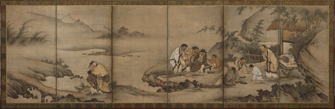 Landscape: the Seven Sages of the Bamboo Grove, Momoyama period, 1568-1615. Creator: Unknown.