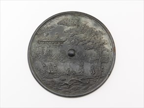 Mirror with dragon, cassia tree, and pavilion design, Goryeo period, 11th-12th century. Creator: Unknown.