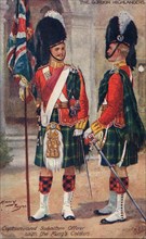 The Gordon Highlanders: Captain and Subaltern officer with the King's Colours, 1933. Creator: Harry Payne.