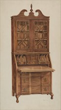 Block-front Secretary (walnut), c. 1940. Creator: John Hall.