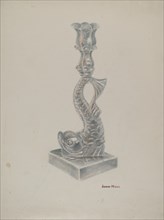 Glass Candlestick, c. 1940. Creator: John Hall.