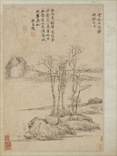 Five trees on a rocky promontory, Qing dynasty, 17th-18th century. Creator: Unknown.