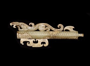 Tubular handle with feline, Eastern Zhou dynasty, 475-221 BCE. Creator: Unknown.