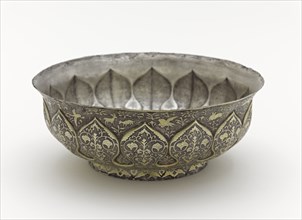 Lobed bowl with lotus petals, birds, animals..., Early or mid-Tang dynasty, late 7th-early 8th cent. Creator: Unknown.