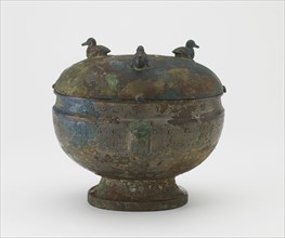 Serving vessel with lid (dun) and dragons and ducks, Eastern Zhou dynasty, 5th century BCE. Creator: Unknown.