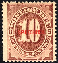 10c Postage Due specimen overprint single, 1884. Creator: Unknown.