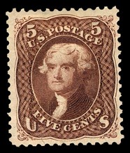5c Thomas Jefferson re-issue single, 1875. Creator: National Bank Note Company.