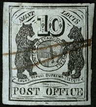 10c St. Louis Bear type I postmaster provisional single, 1845. Creator: Unknown.