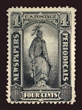 4c Statue of Freedom Newspapers and Periodicals imprint single, 1875. Creator: Unknown.