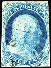 1c Franklin type Ib single, 1851. Creator: Unknown.
