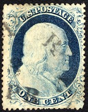 1c Franklin type IV single, 1857. Creator: Unknown.
