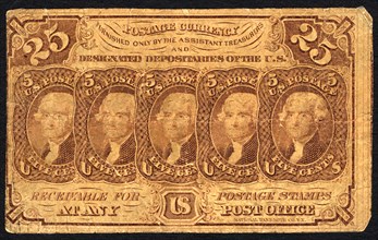 25c Thomas Jefferson postage currency, 1862. Creator: Unknown.