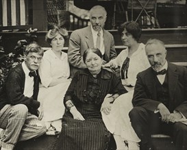 Untitled (Stieglitz, Agnes, mother Hedwig, Julius, Selma, and Lee on Oaklawn steps), 1910 or 1912. Creator: Alfred Stieglitz.