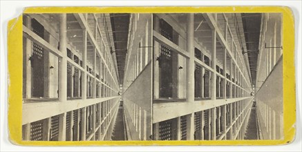 Interior View of the Main Hall of Prison, East Side, which is 6 Stories High..., 1860/69. Creator: Anthony & Company.