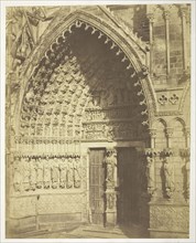 Amiens Cathedral, West Facade, Central Portal, 1854. Creators: Bisson Frères, Louis-Auguste Bisson, Auguste-Rosalie Bisson.