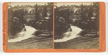 Cascade Between the Vernal and the Nevada Falls, Yosemite Valley, Mariposa County, Cal., 1861/76. Creator: Carleton Emmons Watkins.