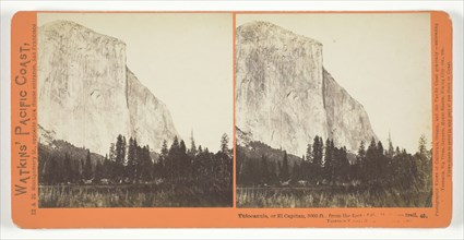 Tutocanula, or El Capitan, 3600 ft., from the foot of the Mariposa Trail, Yosemite Valley..., 1861/7 Creator: Carleton Emmons Watkins.
