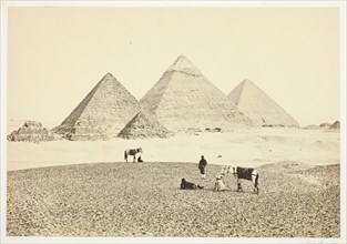 The Pyramids of El Geezeh, from the Southwest, 1857. Creator: Francis Frith.