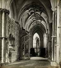 Ely Cathedral: North Choir Aisle to West, 1891. Creator: Frederick Henry Evans.
