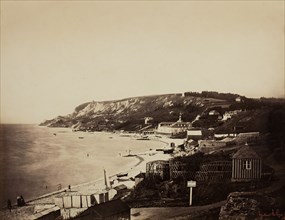 The Beach at Sainte-Adresse, with the Dumont Baths, 1856/57. Creator: Gustave Le Gray.