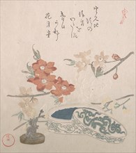 Peach Blossoms, a Seal and a Seal-box, 19th century. Creator: Kubo Shunman.