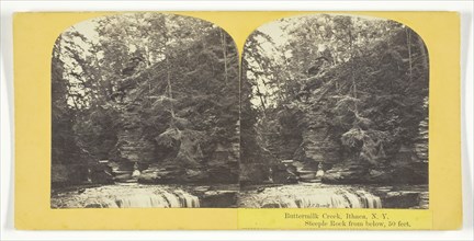 Buttermilk Creek, Ithaca, N.Y. Steeple Rock from below, 50 feet, 1860/65. Creator: J. C. Burritt.