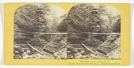 Buttermilk Creek, Ithaca, N.Y. Steeple Rock from the Fall above. Height about 50 feet, 1860/65. Creator: J. C. Burritt.