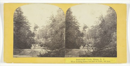Buttermilk Creek, Ithaca, N.Y. View looking down 1st and 2d Falls, 207 feet, 1860/65. Creator: J. C. Burritt.
