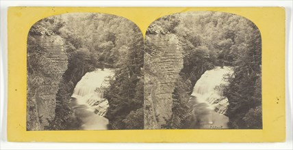 Fall Creek, Ithaca, N.Y. 2d, or Forest Fall, 60 feet high, from north bank, 1860/65. Creator: J. C. Burritt.