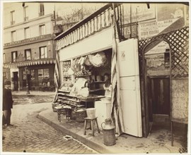 Untitled [street scene with cheese shop], 1898. Creator: Eugene Atget.