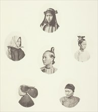 Headdress of Cantonese Girl; Winter Headdress; Coiffure of Swatow Woman; Coiffure of..., c. 1868. Creator: John Thomson.