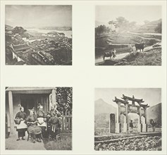 Part of Foochow Foreign Settlement; Terracing Hills; Foochow Field Women; A Memorial Arch, c. 1868. Creator: John Thomson.