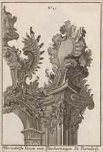 Suggestion for the Decoration of Top Right Side of Portal, Plate 1 from 'Al..., Printed ca. 1750-56. Creator: Jeremias Wachsmuth.