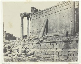 Baalbeck (Héliopolis), Temple De Jupiter, Façade Orientale; Syrie, 1849/51, printed 1852. Creator: Maxime du Camp.