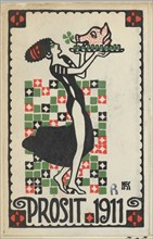 New Years Card: Cheers 1911 (Prosit), 1910. Creator: Hans Kalmsteiner.