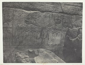 Palais de Karnak, Sculptures Extérieures du Sanctuaire de Granit; Thèbes, 1849/51, printed 1852. Creator: Maxime du Camp.