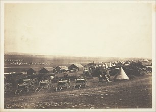Artillery Waggons, Balaklava in the Distance, 1855. Creator: Roger Fenton.